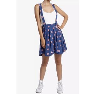 NEW! Hot Topic Marvel Captain America Skirt Adjustable Suspenders Blue SZ XS